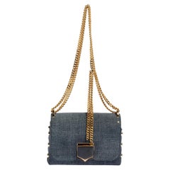 Jimmy Choo Grey Canvas Petite Lockett Shoulder Bag