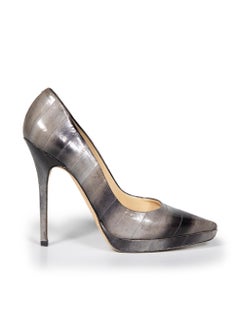 Jimmy Choo Grey Eel Skin Pumps Size IT 38