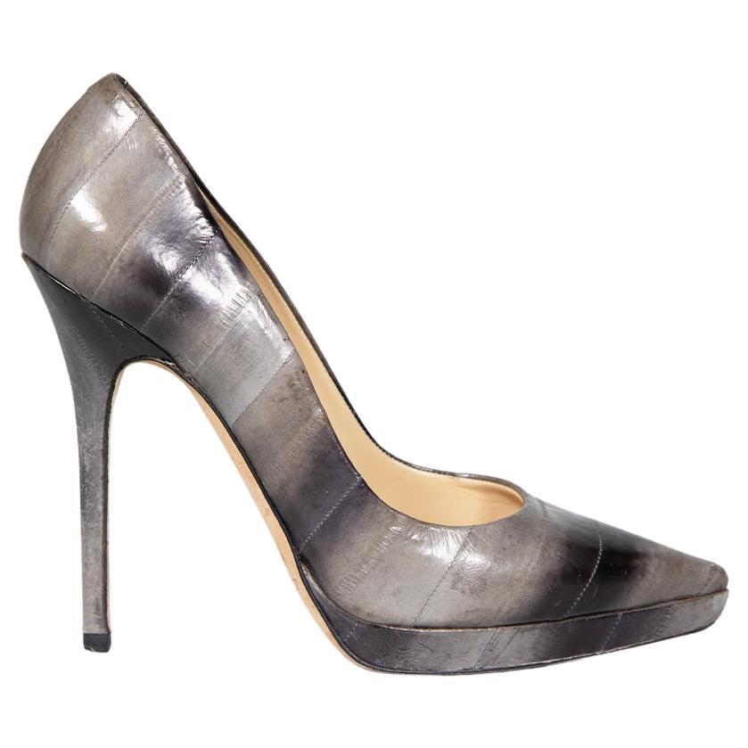 Jimmy Choo Grey Eel Skin Pumps Size IT 38 For Sale