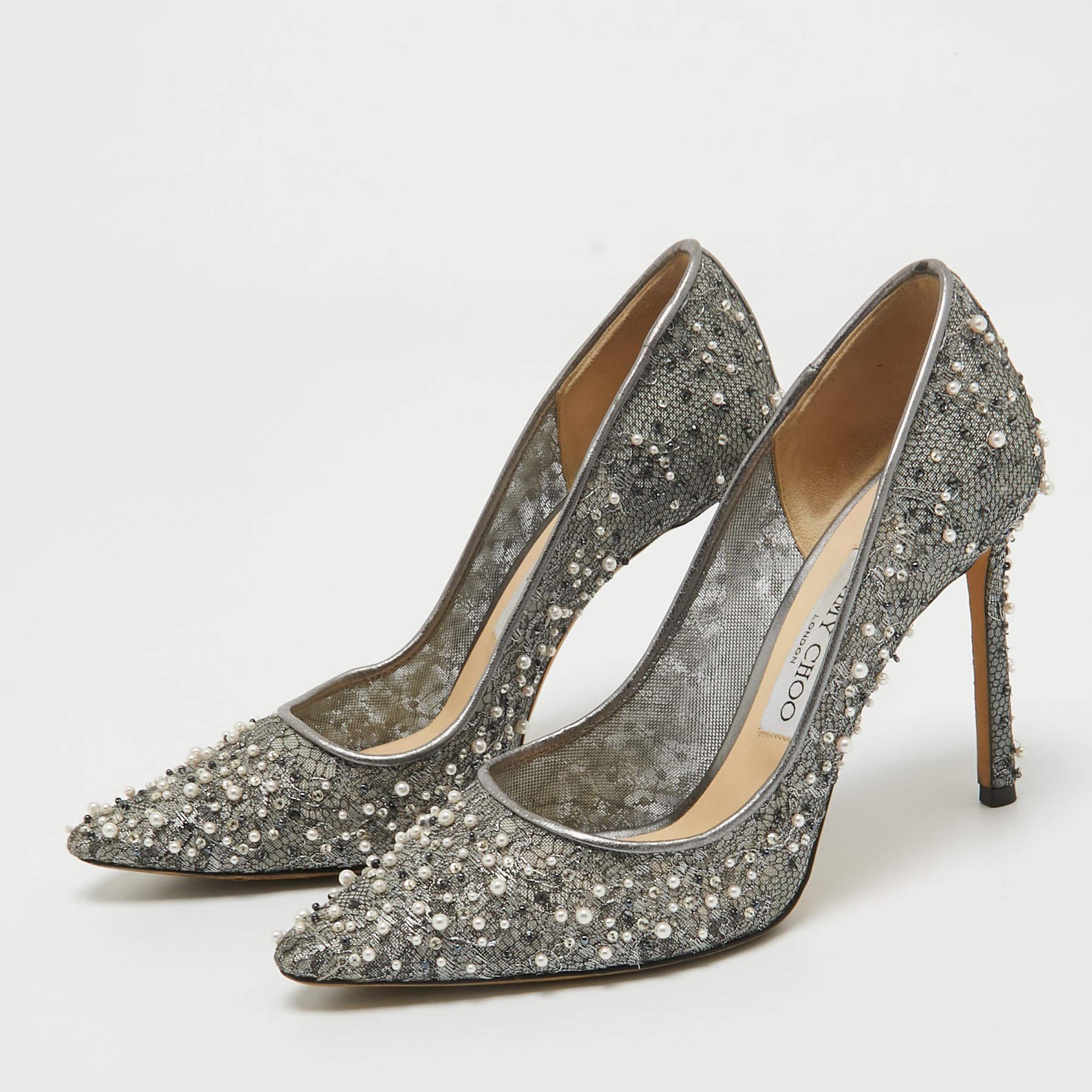 Make a chic style statement with these designer pumps. They showcase sturdy heels and durable soles perfect for your fashionable outings