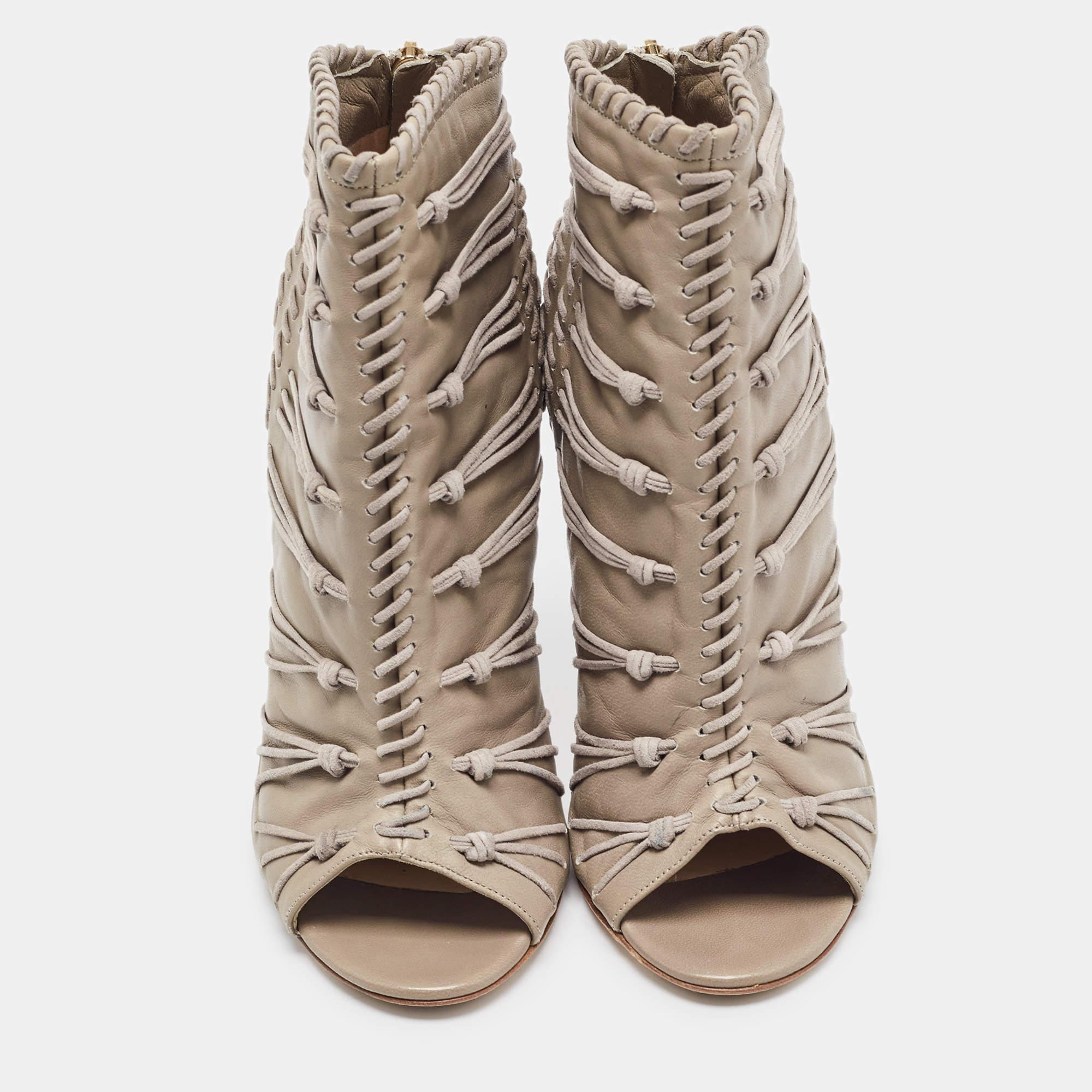 Brown Jimmy Choo Grey Leather and Suede Gana Ankle Boots Size 38.5 For Sale