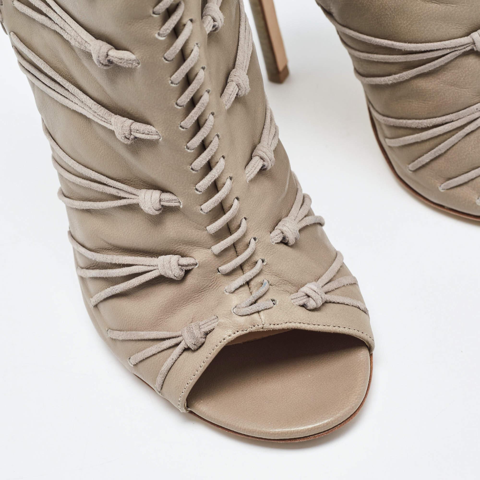 Jimmy Choo Grey Leather and Suede Gana Ankle Boots Size 38.5 For Sale 2