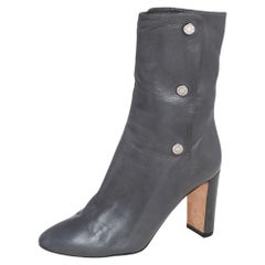 Jimmy Choo Grey Leather Dayno Ankle Boots Size 37