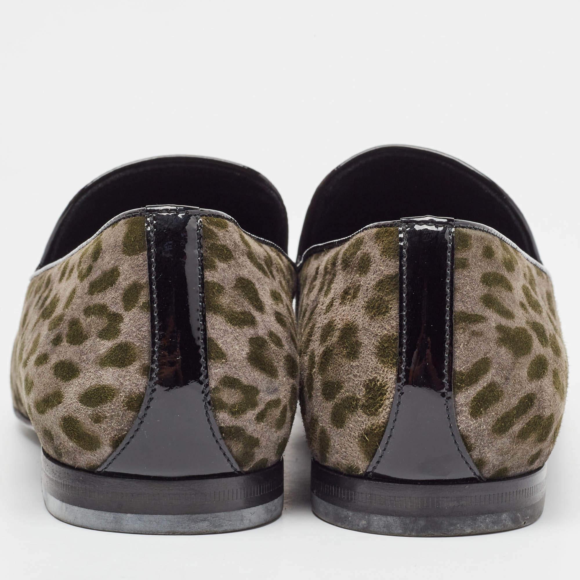 Men's Jimmy Choo Grey Leopard Print Suede Sloane Smoking Slippers Size 42