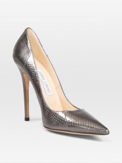 Jimmy Choo Grey Metallic Embossed Anouk Pumps Size IT 38.5