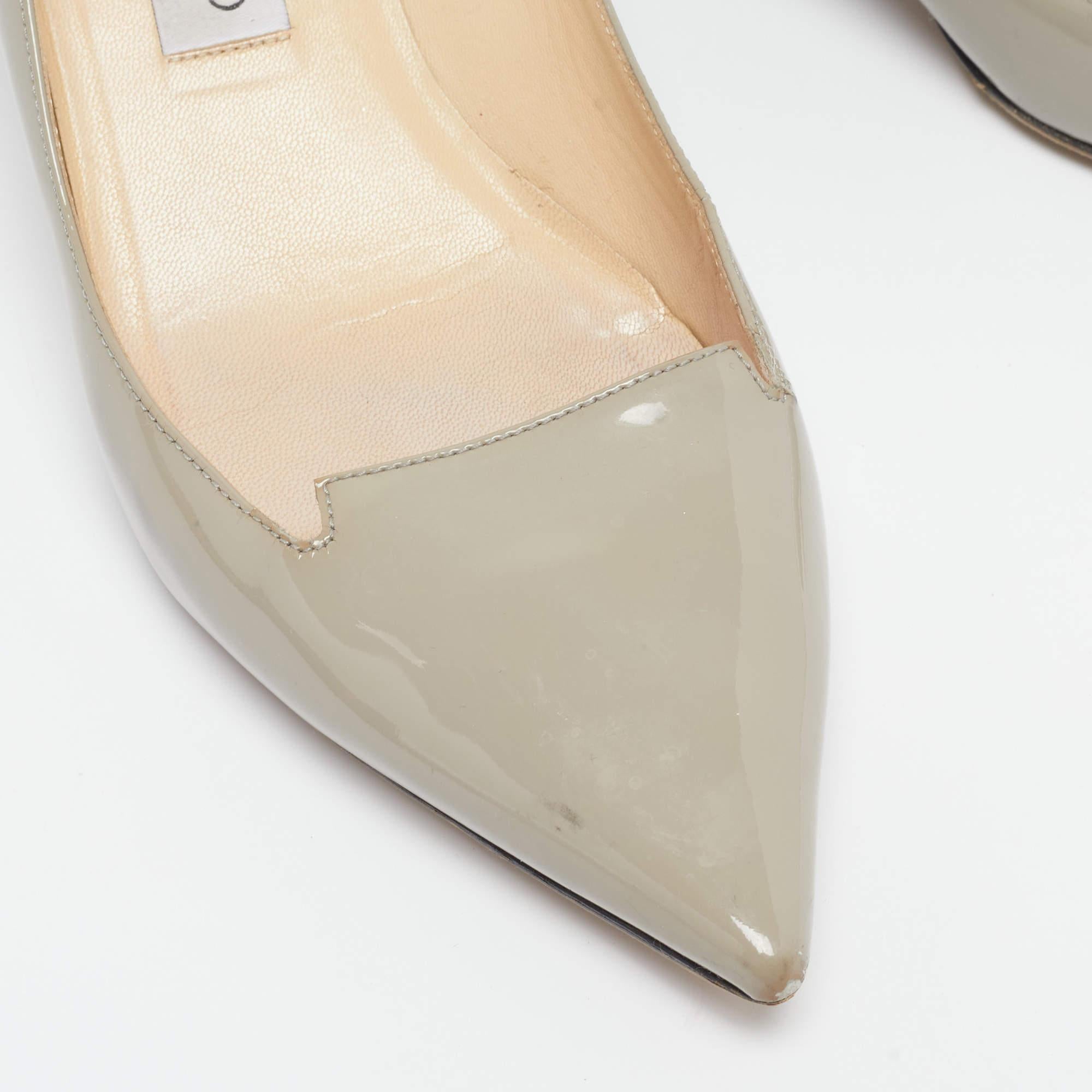 Jimmy Choo Grey Patent Leather Allure Pumps Size 38.5 For Sale 2