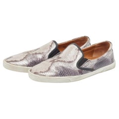 Jimmy Choo Grey Python Embossed Leather Demi Slip On Sneakers Size 40