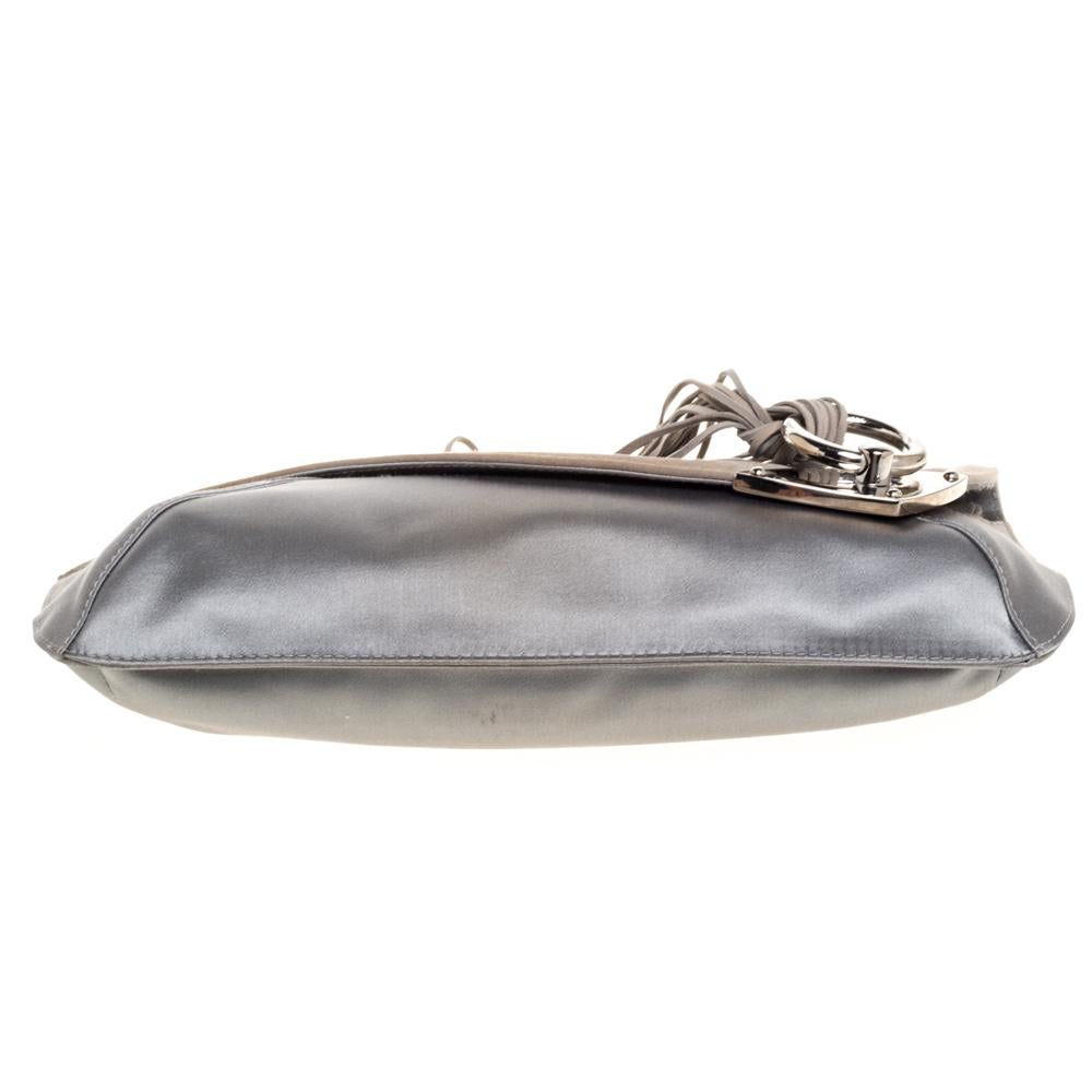 Women's Jimmy Choo Grey Satin and Suede Carissa Clutch