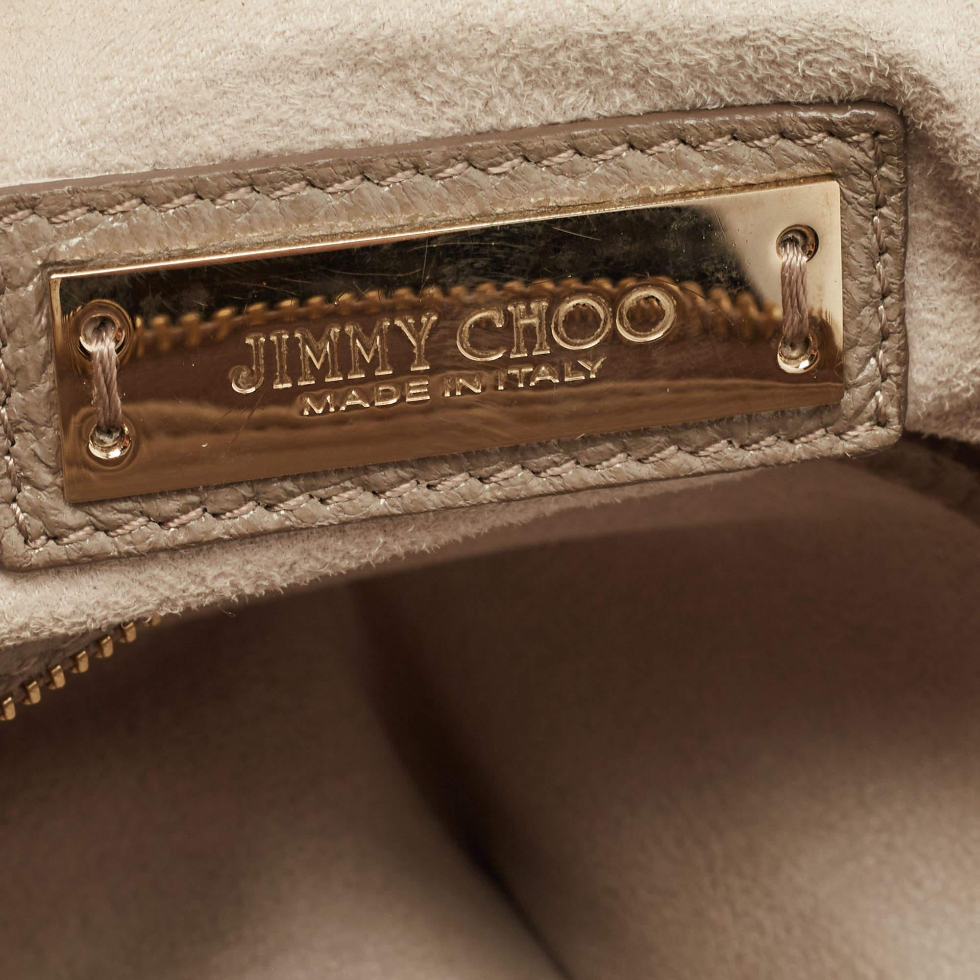Jimmy Choo Grey Shimmer Leather Flap Shoulder Bag 4