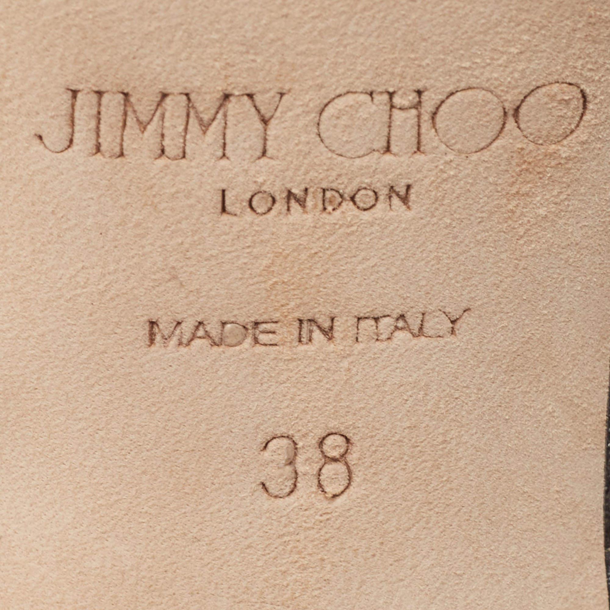 Jimmy Choo Grey Shimmer Suede Embellished Lynn Sandals Size 38 For Sale 3