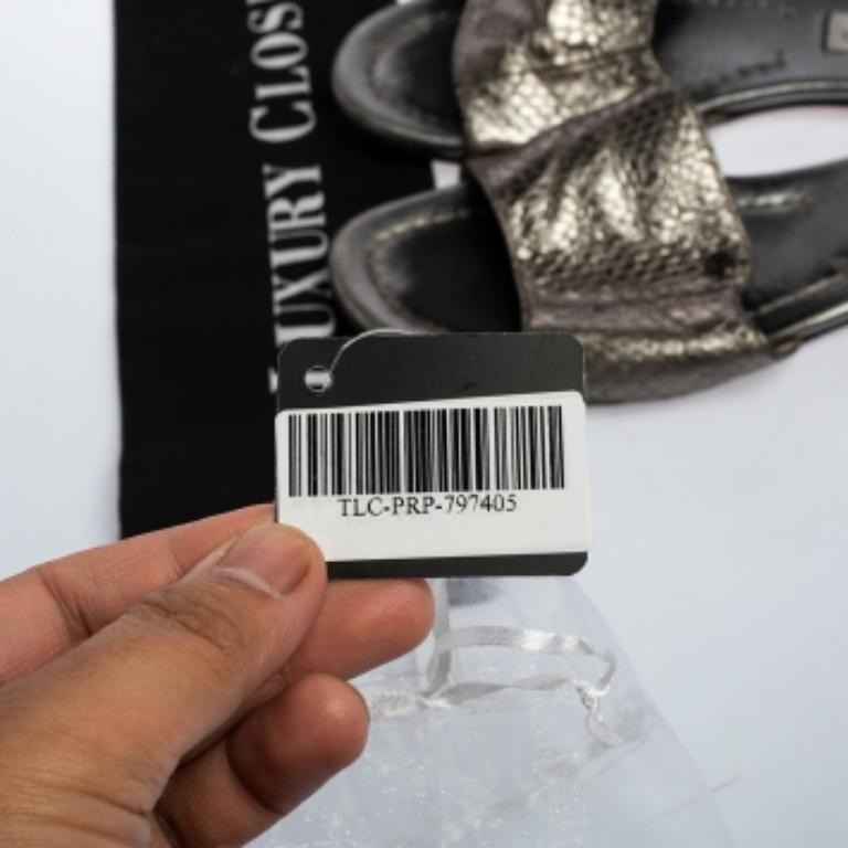 Jimmy Choo Grey Snakeskin Leather Nanda Flat Slide Sandals Size 36 3