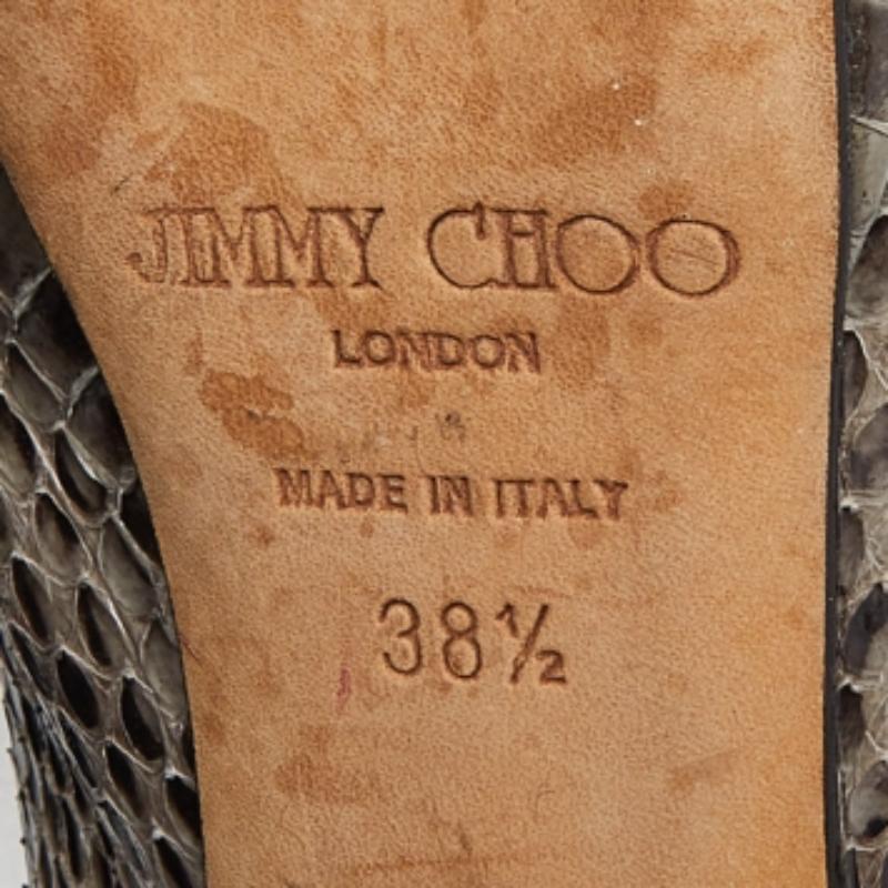 Jimmy Choo Grau Schlangenhaut Leder Peep Toe Pumps Größe 38.5 im Angebot 4