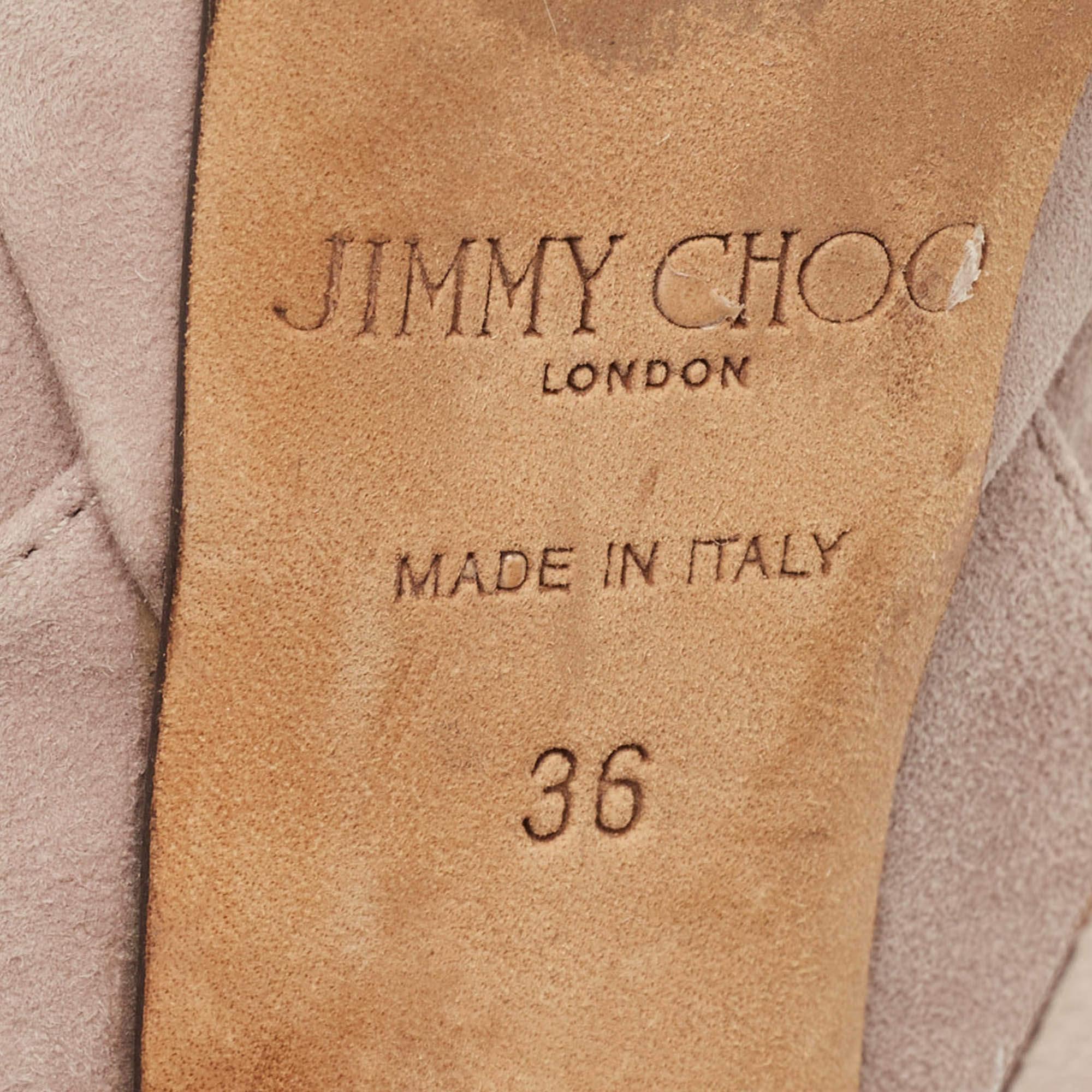 Jimmy Choo - Sandales à plateforme April en daim gris, taille 36 en vente 3