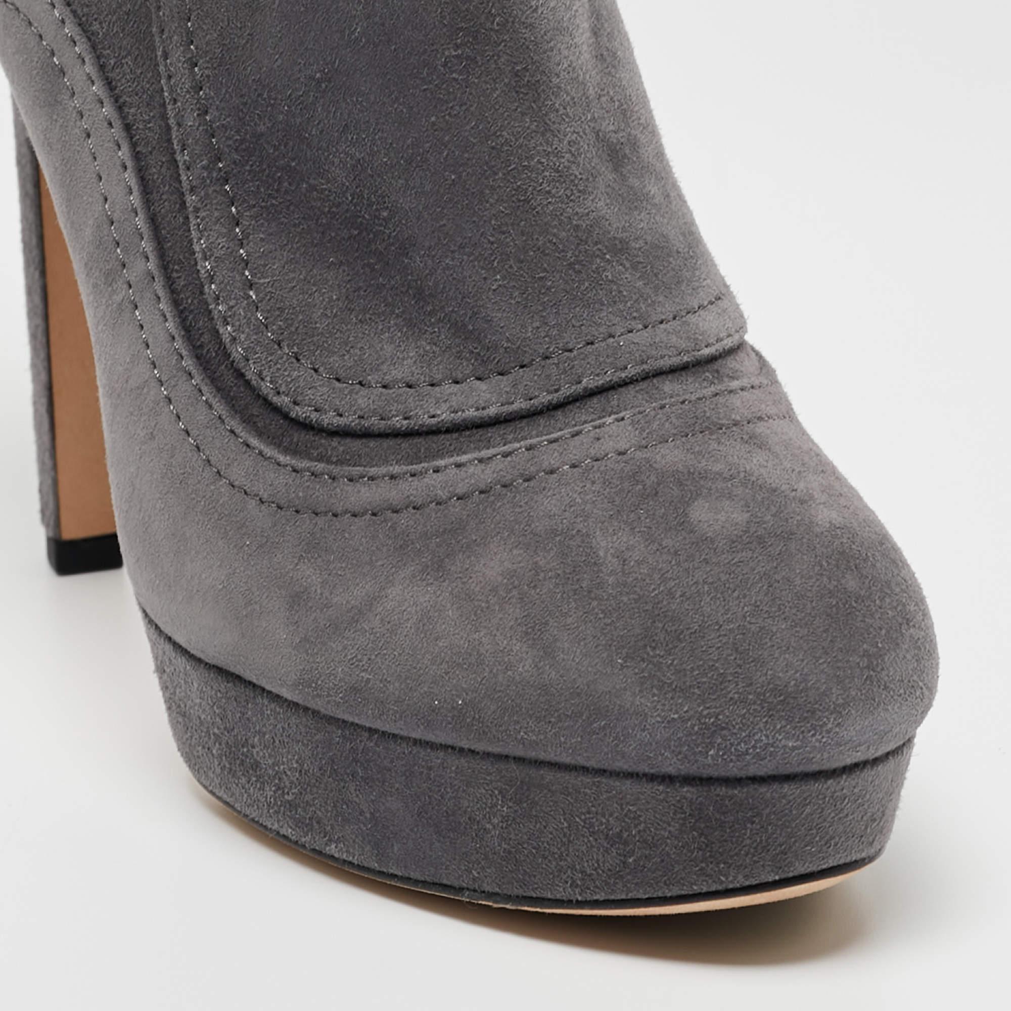 Jimmy Choo Grey Suede Britney Ankle Boots Size 39.5 For Sale 4
