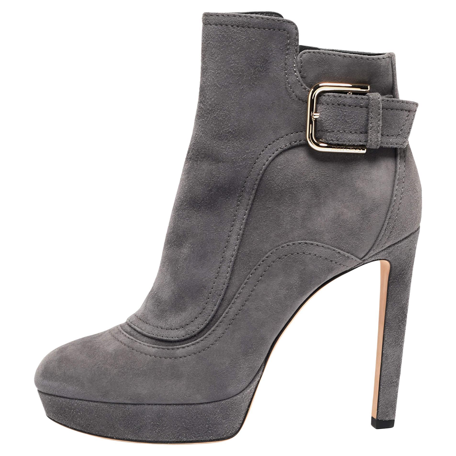 Jimmy Choo Grey Suede Britney Ankle Boots Size 39.5 For Sale