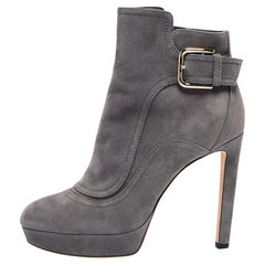 Used Jimmy Choo Grey Suede Britney Ankle Boots Size 39.5