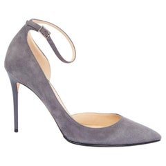 JIMMY CHOO grey suede LUCY ANKLE STRAP Pointed Toe Pumps Pumps Shoes 37.5