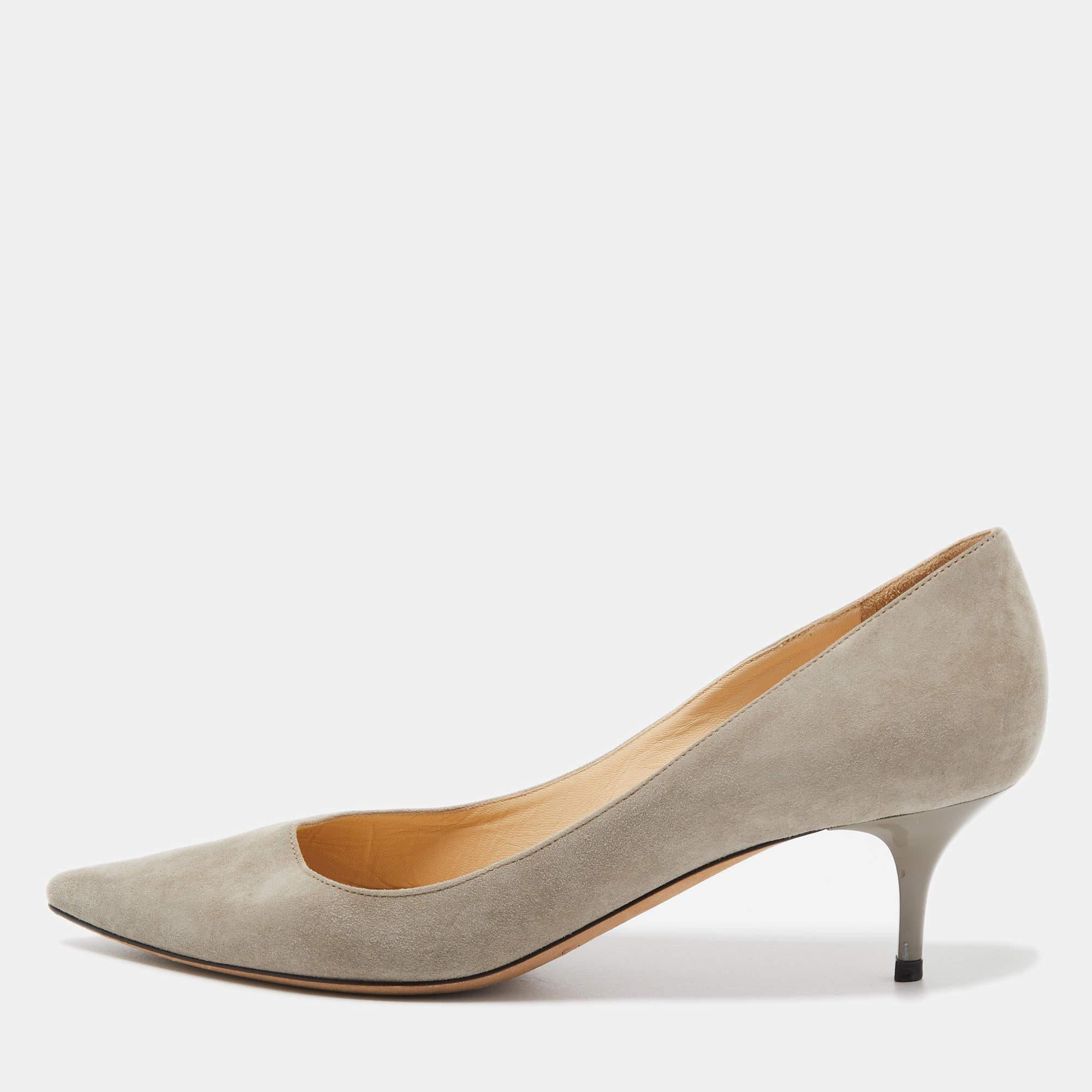 Jimmy Choo Grey Suede Romy Pumps Size 37 For Sale