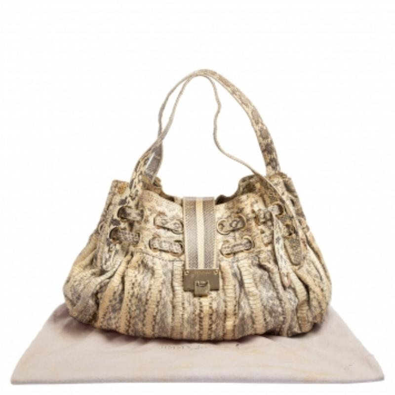 Jimmy Choo Grau/Weiß Wasserschlangen Ramona Umhängetasche 5