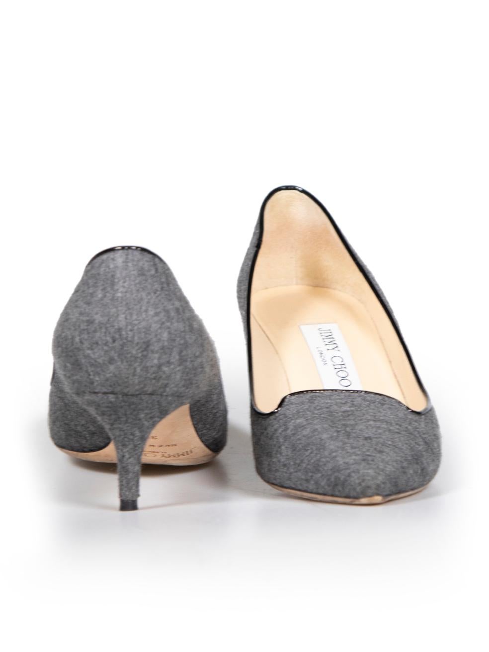 Jimmy Choo Grey Wool Pointed Toe Pumps Size IT 36 In Good Condition For Sale In London, GB