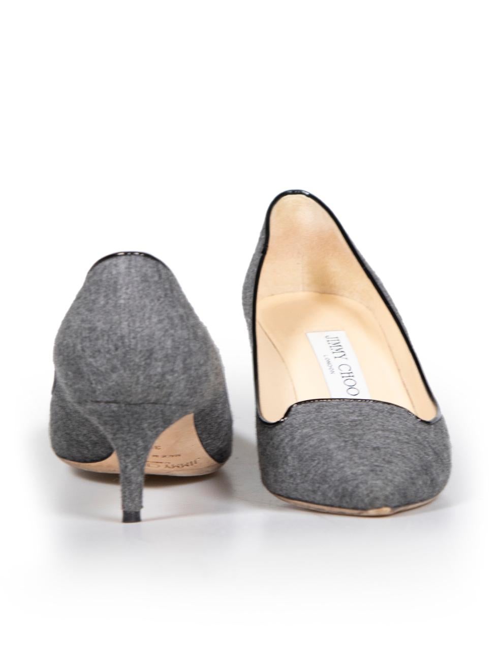 Gray Jimmy Choo Grey Wool Pointed Toe Pumps Size IT 36