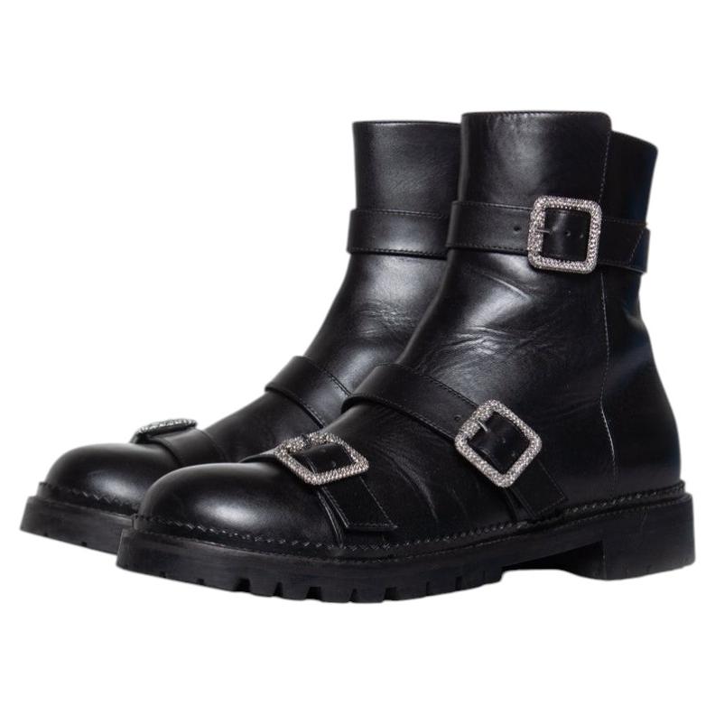 Jimmy Choo, Hank flat jewel buckle ankle boots For Sale