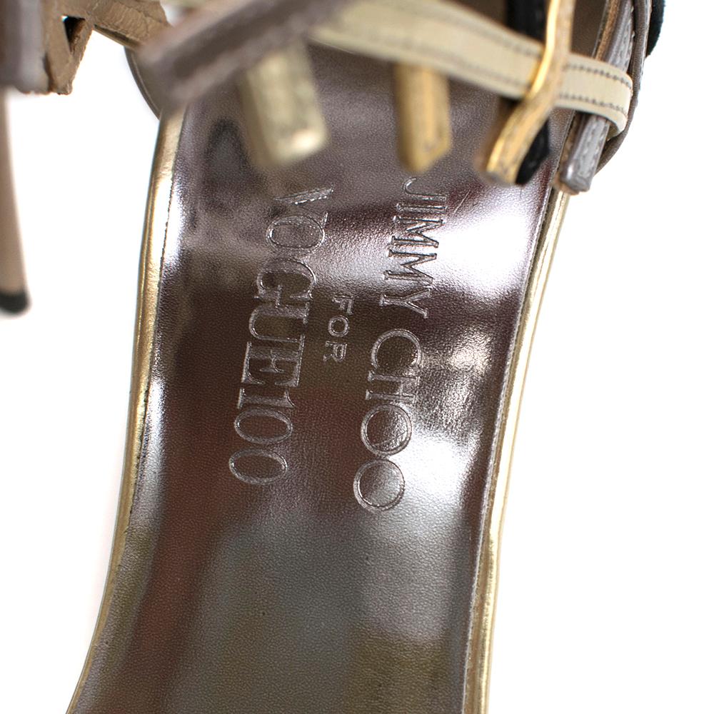 Jimmy Choo Hanover Vogue 100 Black and Gold Sandals - Size EU 38 For Sale 2