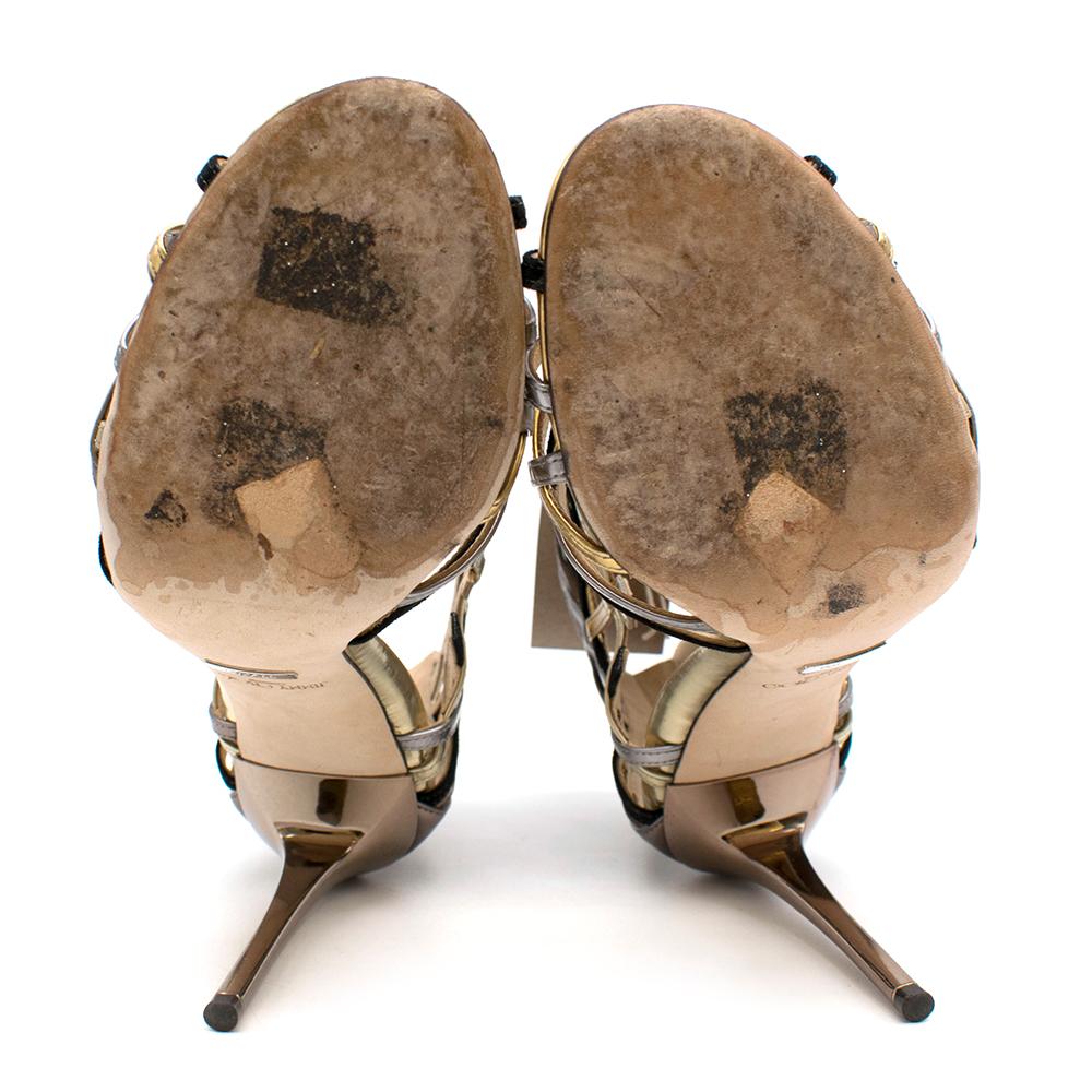 Jimmy Choo Hanover Vogue 100 Black and Gold Sandals - Size EU 38 For Sale 3
