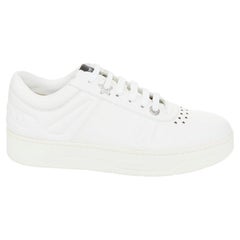 JIMMY CHOO Hawaii Crystal low top calf leather platform white sneakers EU39