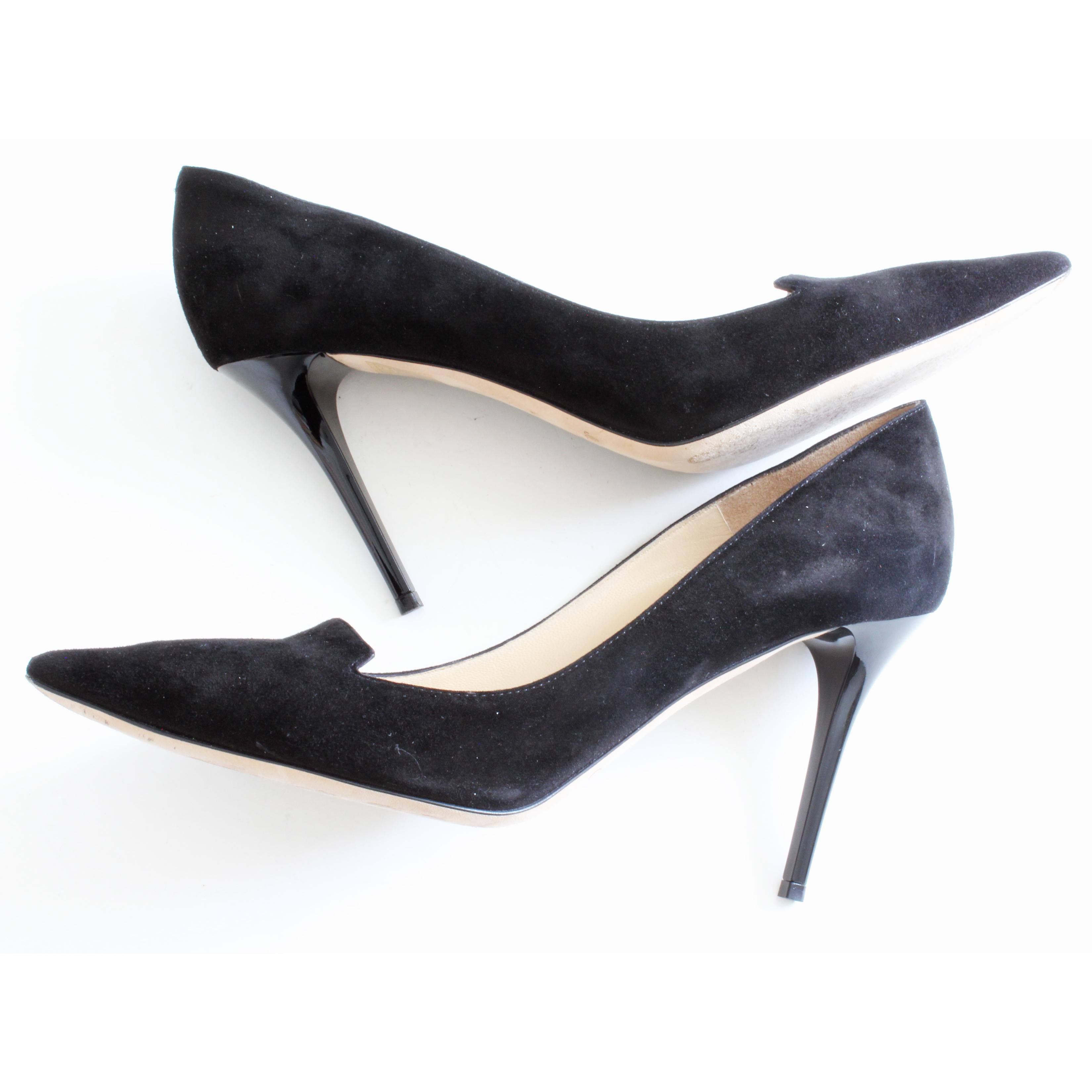 Jimmy Choo Heels Black Stiletto Pumps 247 Alia Suede Leather with Box For Sale 7