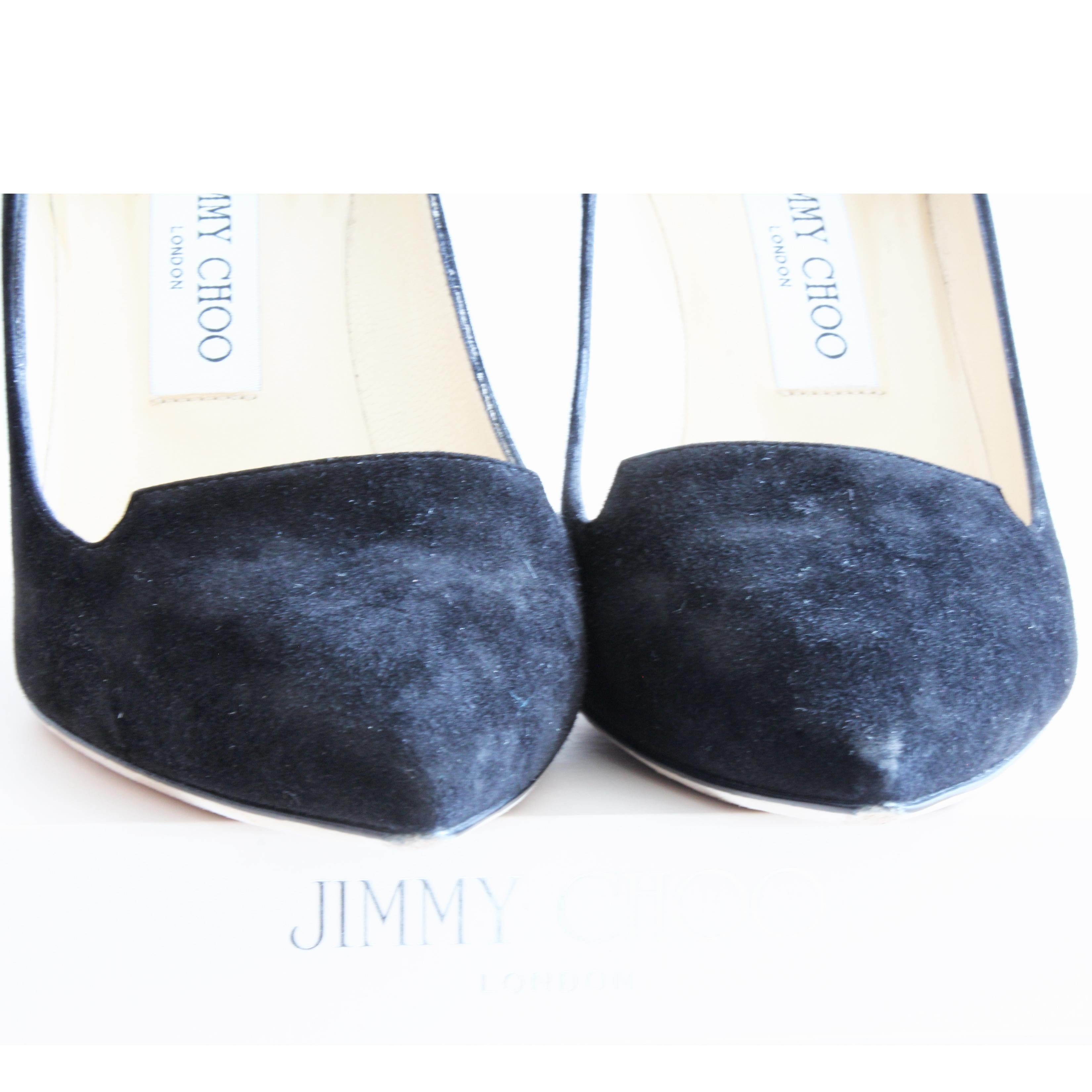 Jimmy Choo Heels Black Stiletto Pumps 247 Alia Suede Leather with Box For Sale 8