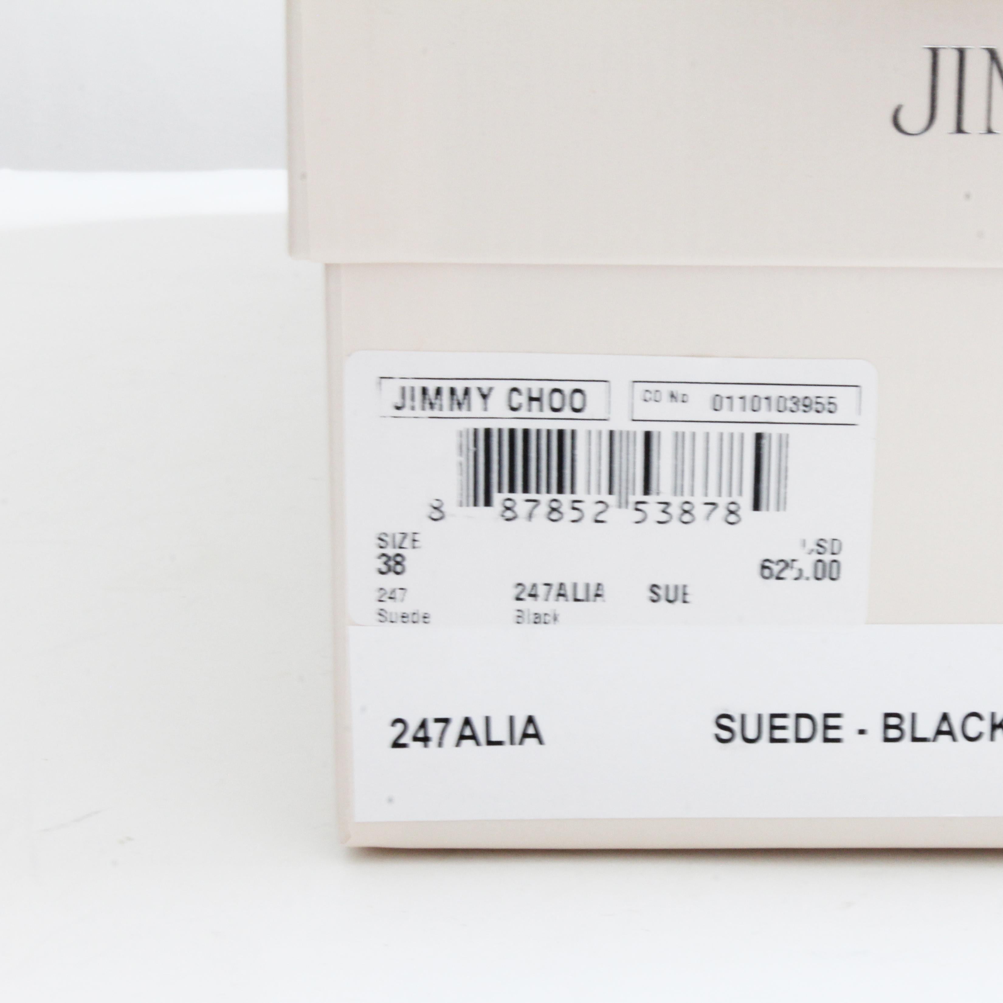 Jimmy Choo Heels Black Stiletto Pumps 247 Alia Suede Leather with Box For Sale 11