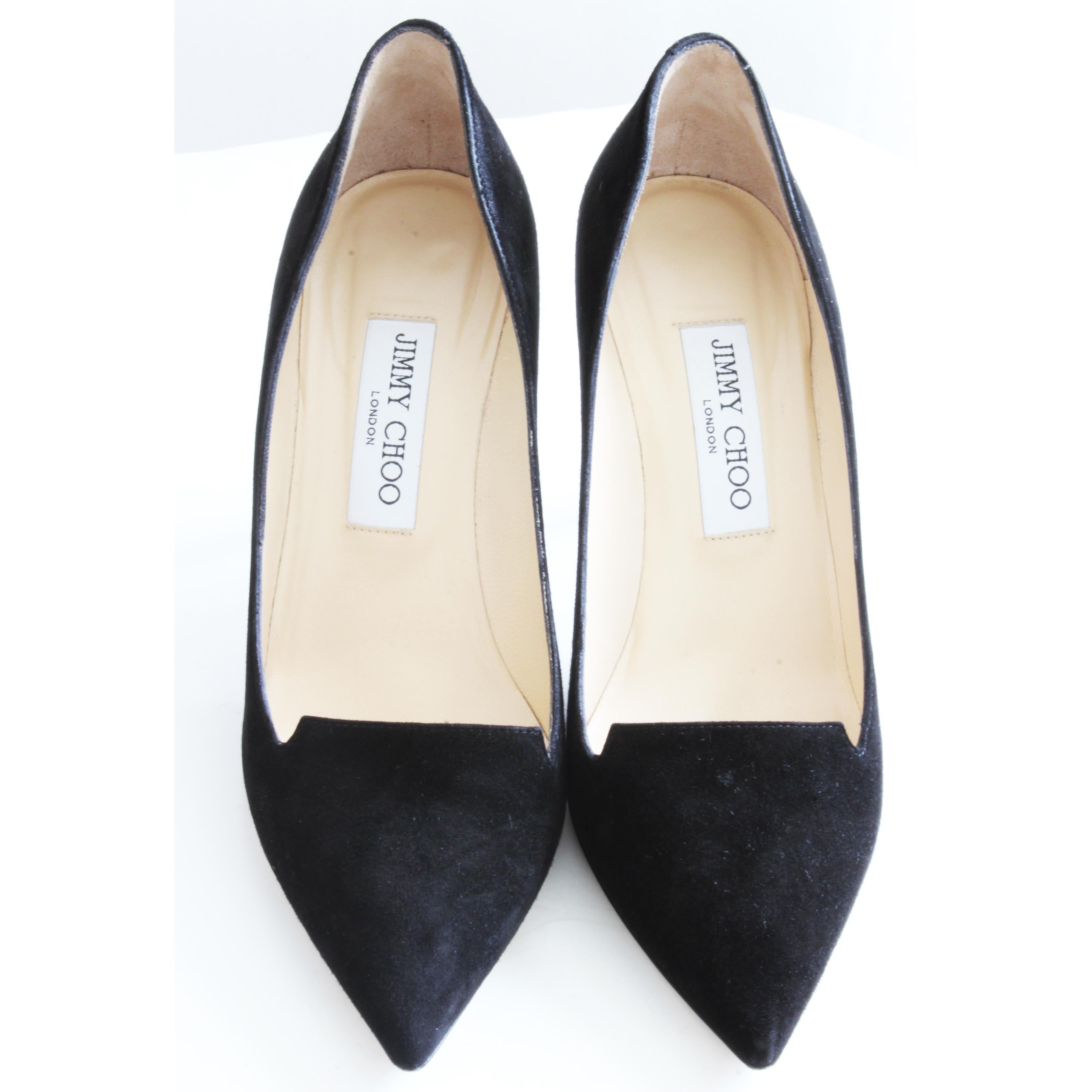 Jimmy Choo Heels Black Stiletto Pumps 247 Alia Suede Leather with Box For Sale 4