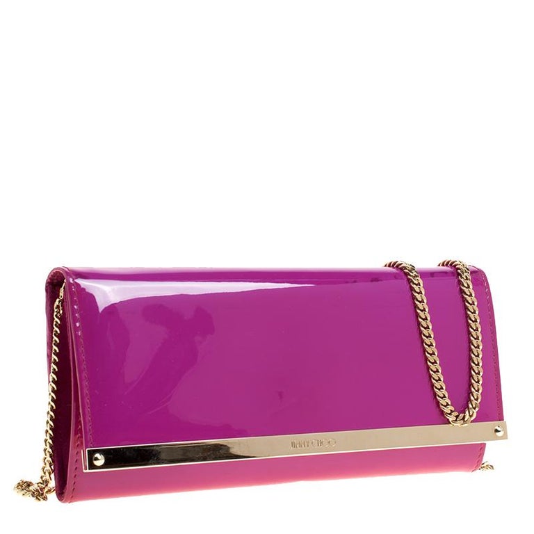 Jimmy Choo Hot Pink Patent Leather Milla Clutch Bag For Sale at 1stDibs