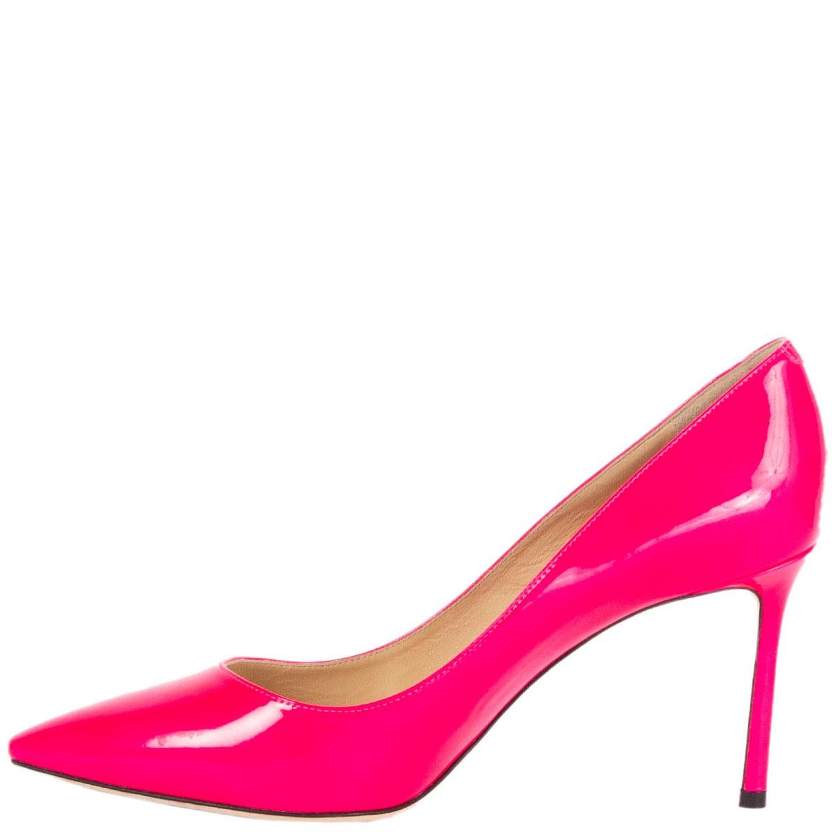 JIMMY CHOO Heißes rosa Lackleder ROMY 85 POINTED-TOE Pumps Schuhe 39,5 (Pink) im Angebot