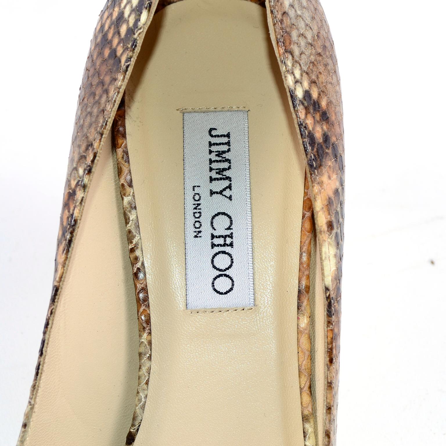 Jimmy Choo Isabel Python Snakeskin Peep Toe Kitten Heel Shoes Size 38.5 3