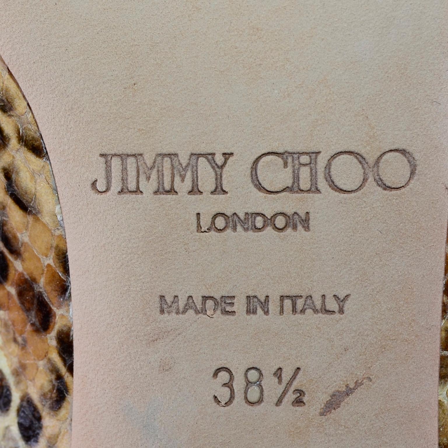 Jimmy Choo Isabel Python Snakeskin Peep Toe Kitten Heel Shoes Size 38.5 ...