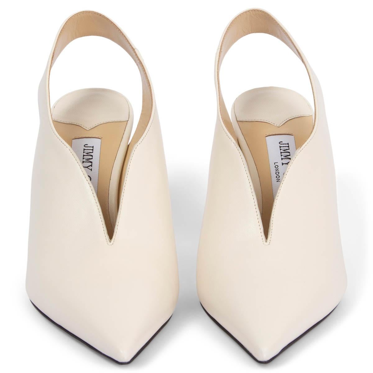 100% authentic Jimmy Choo Saise 85 pointed toe slingbacks in ivory smooth calfskin. Brand new. Come with dust bag. 

Measurements
Imprinted Size	39
Shoe Size	39
Inside Sole	25.5cm (9.9in)
Width	7.5cm (2.9in)
Heel	8.5cm (3.3in)

All our listings