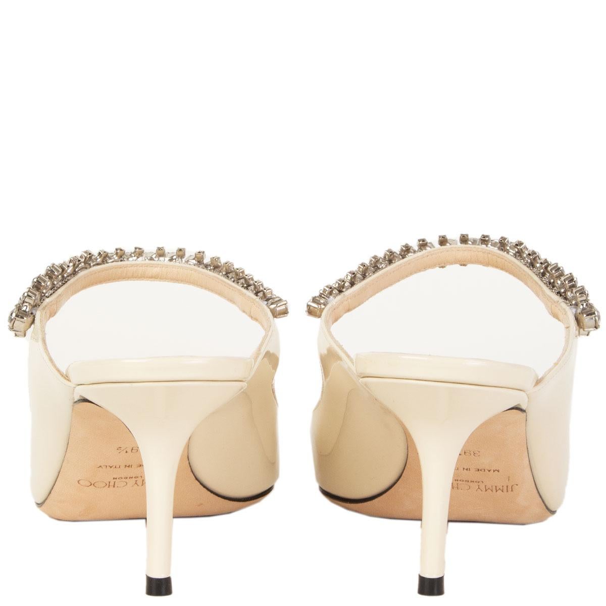 Women's JIMMY CHOO ivory patent leather Pointed Toe BING65 Mules Shoes 39.5