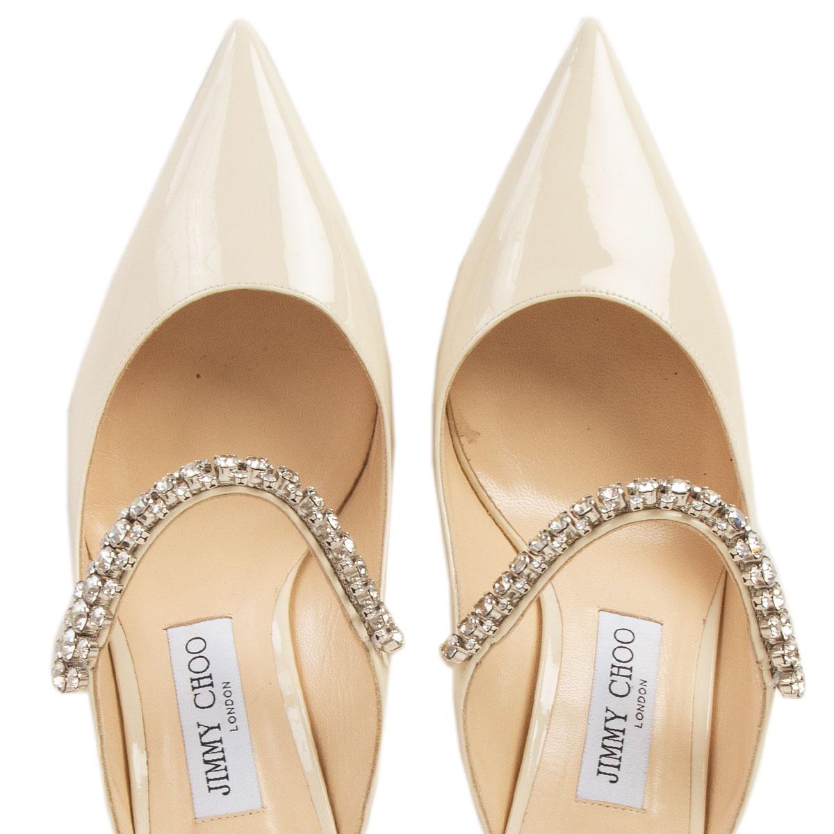 JIMMY CHOO ivory patent leather Pointed Toe BING65 Mules Shoes 39.5 1