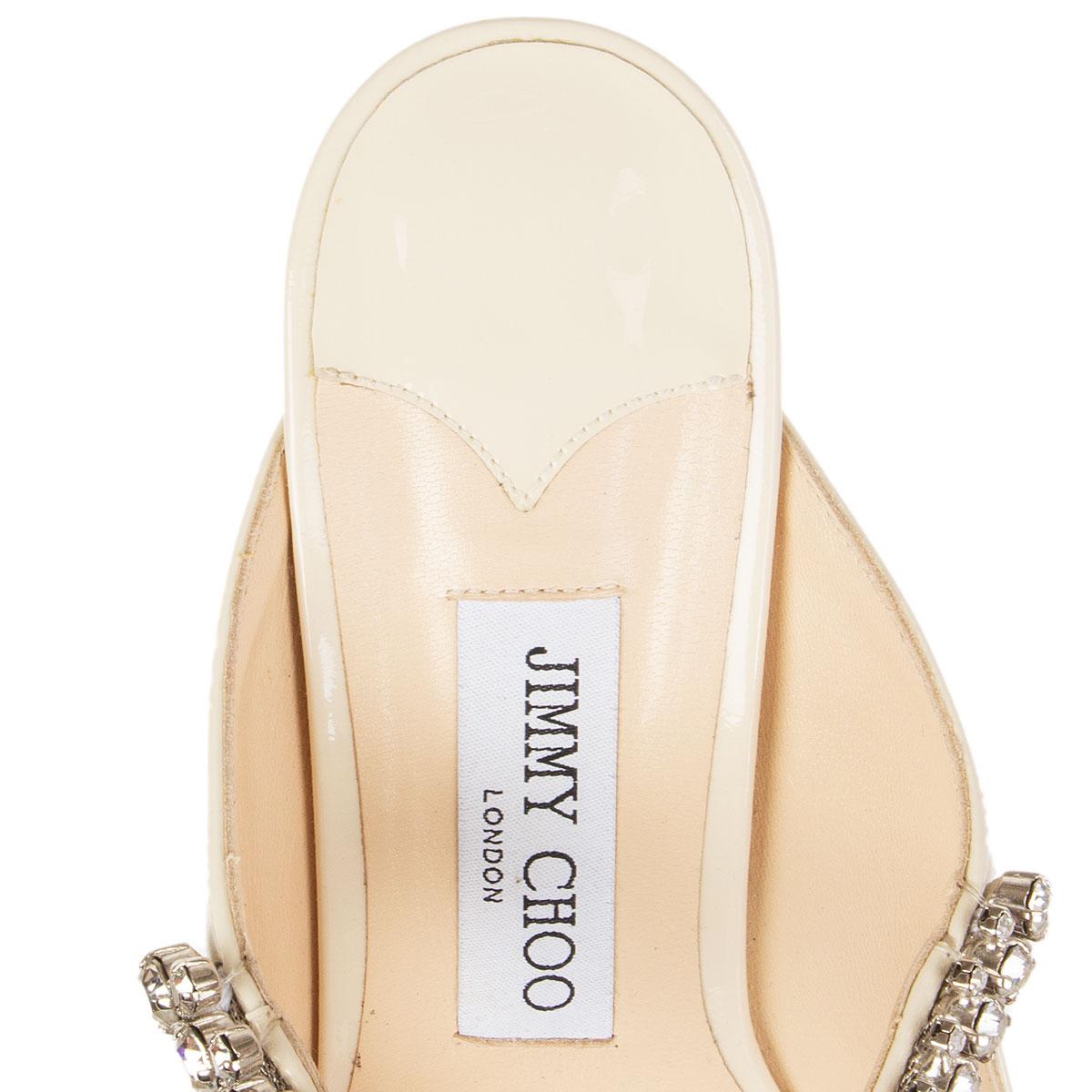 JIMMY CHOO ivory patent leather Pointed Toe BING65 Mules Shoes 39.5 2