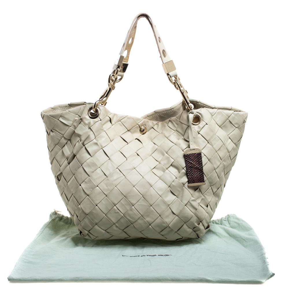 Jimmy Choo Ivory Woven Leather Tote 5