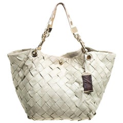 Jimmy Choo Ivory Woven Leather Tote