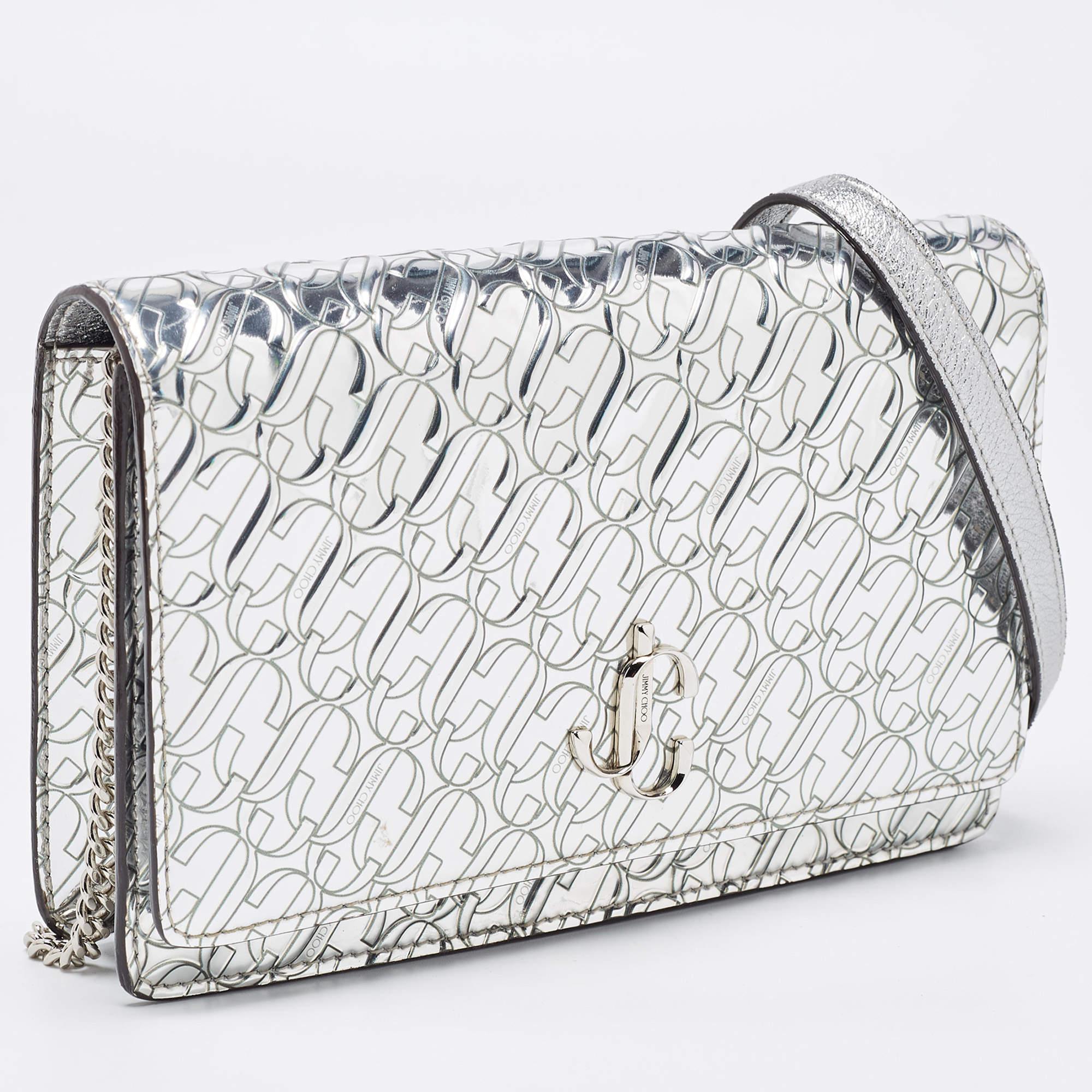 Jimmy Choo JC Embossed Patent Leather Palace Clutch Bag In Good Condition In Dubai, Al Qouz 2