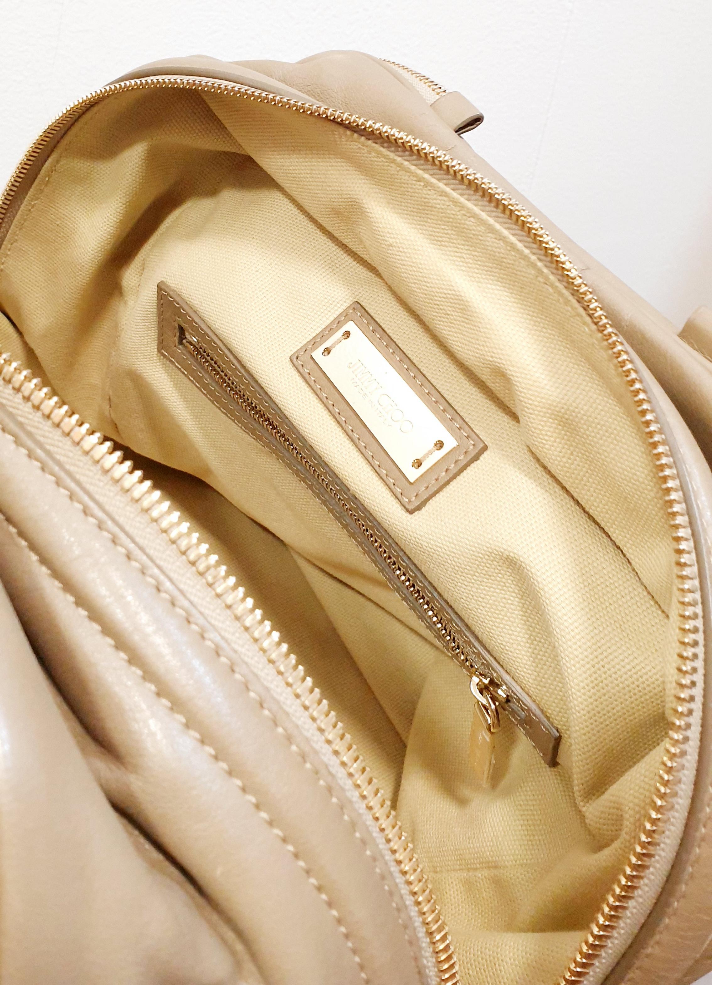 Jimmy Choo Justine  Leather Handbag - Taupe In Excellent Condition For Sale In  Bilbao, ES