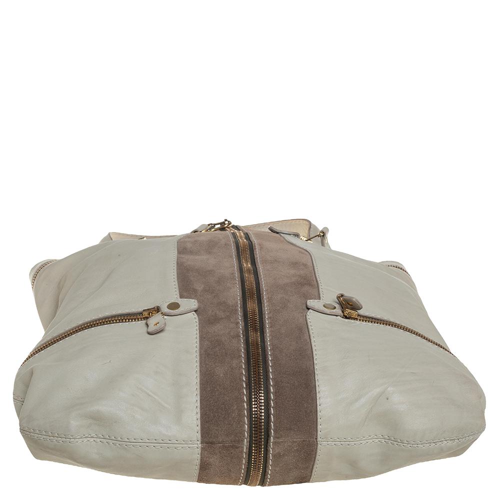 Jimmy Choo Khaki Grün Leder und Wildleder Große Mona Tote Damen