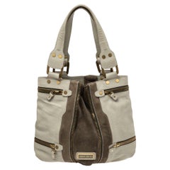 Jimmy Choo Khaki Green Leather and Suede Mona Tote