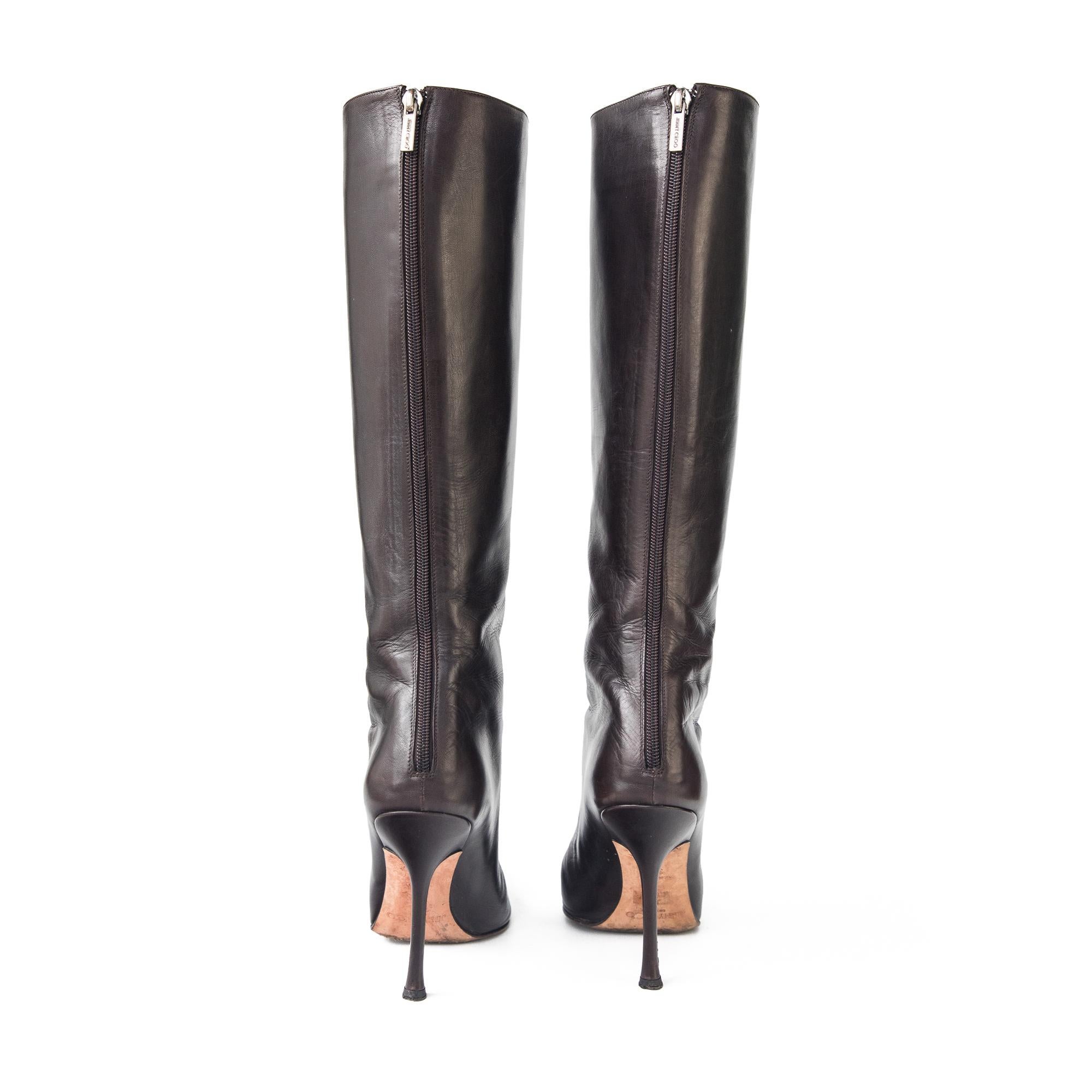 Jimmy Choo Kid Leather Brown Knee High Boots size 39 3