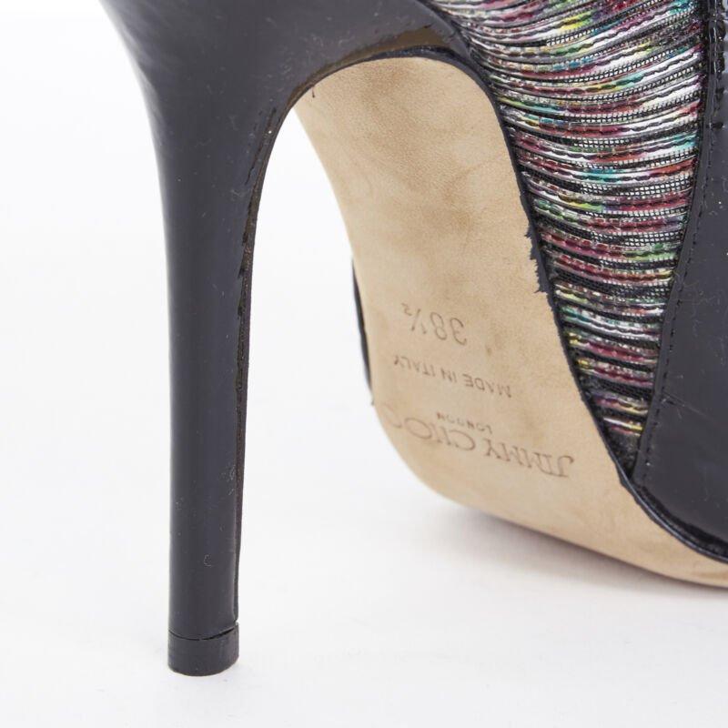 JIMMY CHOO Kier Hologramm Mesh schwarz Lack Peep Toe High Heel Bootie EU38.5 im Angebot 5