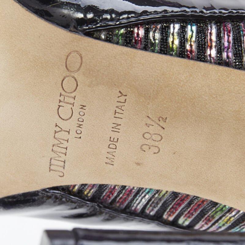 JIMMY CHOO Kier Hologramm Mesh schwarz Lack Peep Toe High Heel Bootie EU38.5 im Angebot 6